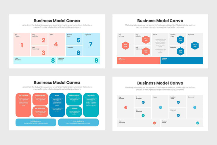 Business Model Canva Charts Diagrams Infographics Template PowerPoint Keynote Google Slides PPT KEY GS