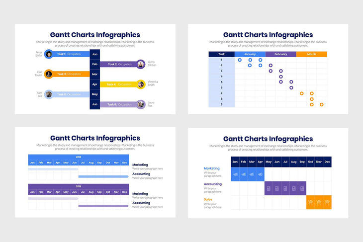 Gantt Charts Infographics-PowerPoint Template, Keynote Template, Google Slides Template PPT Infographics -Slidequest