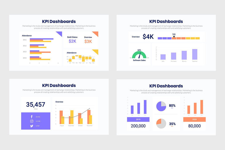 KPI Dashboards Diagrams Charts Infographics Template PowerPoint Keynote Google Slides PPT KEY GS