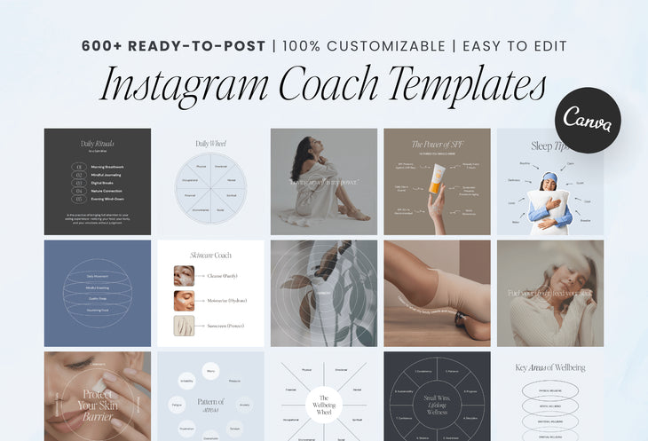 Aesthetic Stock Bundle + Instagram Coach Posts Canva Bundle