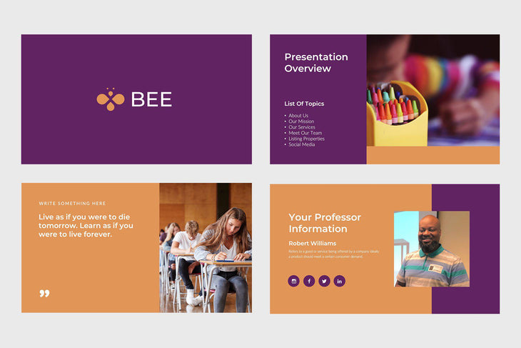 Bee Education PowerPoint Template-PowerPoint Template, Keynote Template, Google Slides Template PPT Infographics -Slidequest