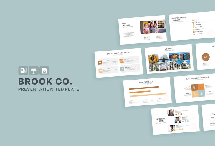Brook Co Real Estate PowerPoint Template-PowerPoint Template, Keynote Template, Google Slides Template PPT Infographics -Slidequest