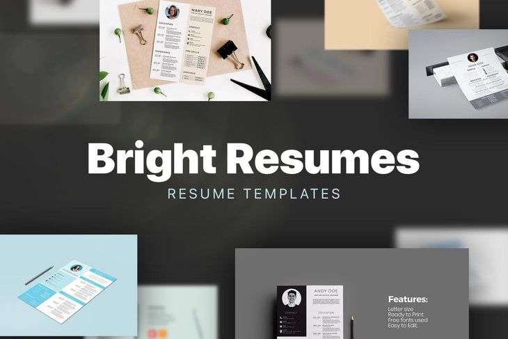 BRIGHT Resumes PowerPoint Adobe Illustrator Bundle-PowerPoint Template, Keynote Template, Google Slides Template PPT Infographics -Slidequest