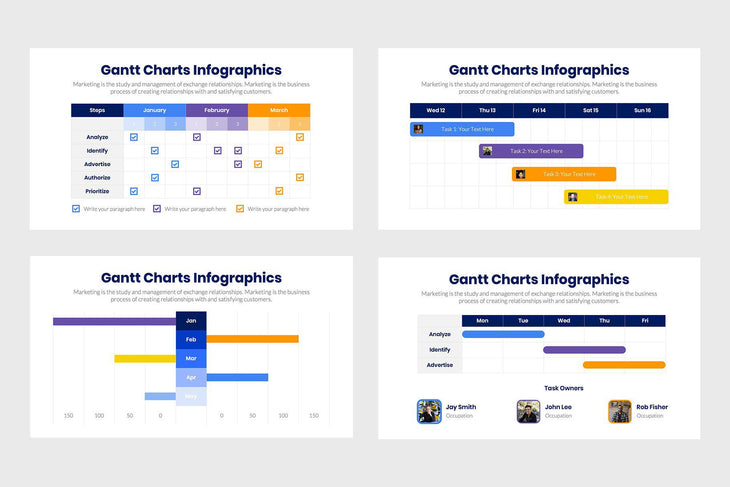 Gantt Charts Infographics-PowerPoint Template, Keynote Template, Google Slides Template PPT Infographics -Slidequest