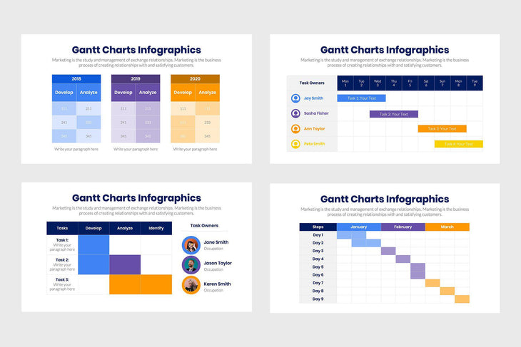 Gantt Charts Infographics-PowerPoint Template, Keynote Template, Google Slides Template PPT Infographics -Slidequest