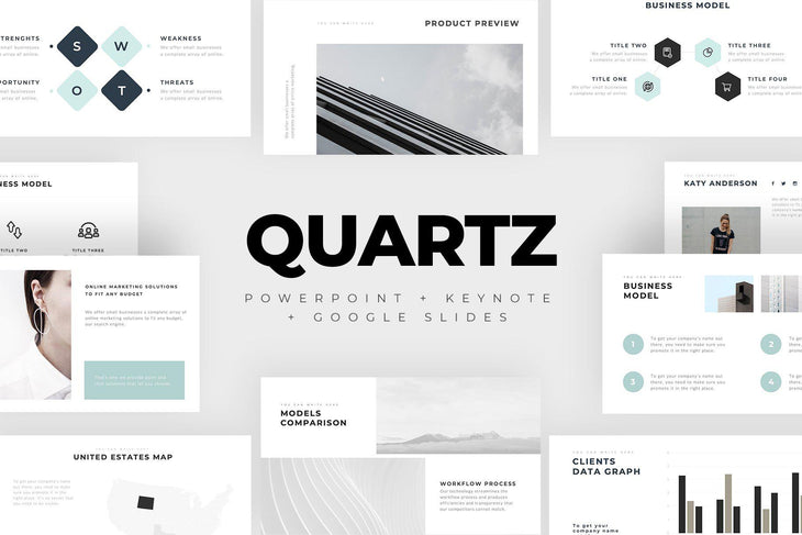 QUARTZ Minimal PowerPoint Keynote Google Slides Bundle-PowerPoint Template, Keynote Template, Google Slides Template PPT Infographics -Slidequest