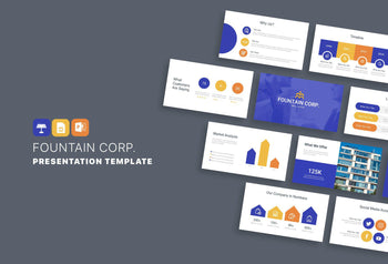 Fountain Corp Real Estate PowerPoint Template-PowerPoint Template, Keynote Template, Google Slides Template PPT Infographics -Slidequest
